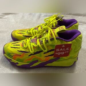 Puma LaMelo Ball MB.03 Spark Safety Yellow-Purple Glimmer Sneakers